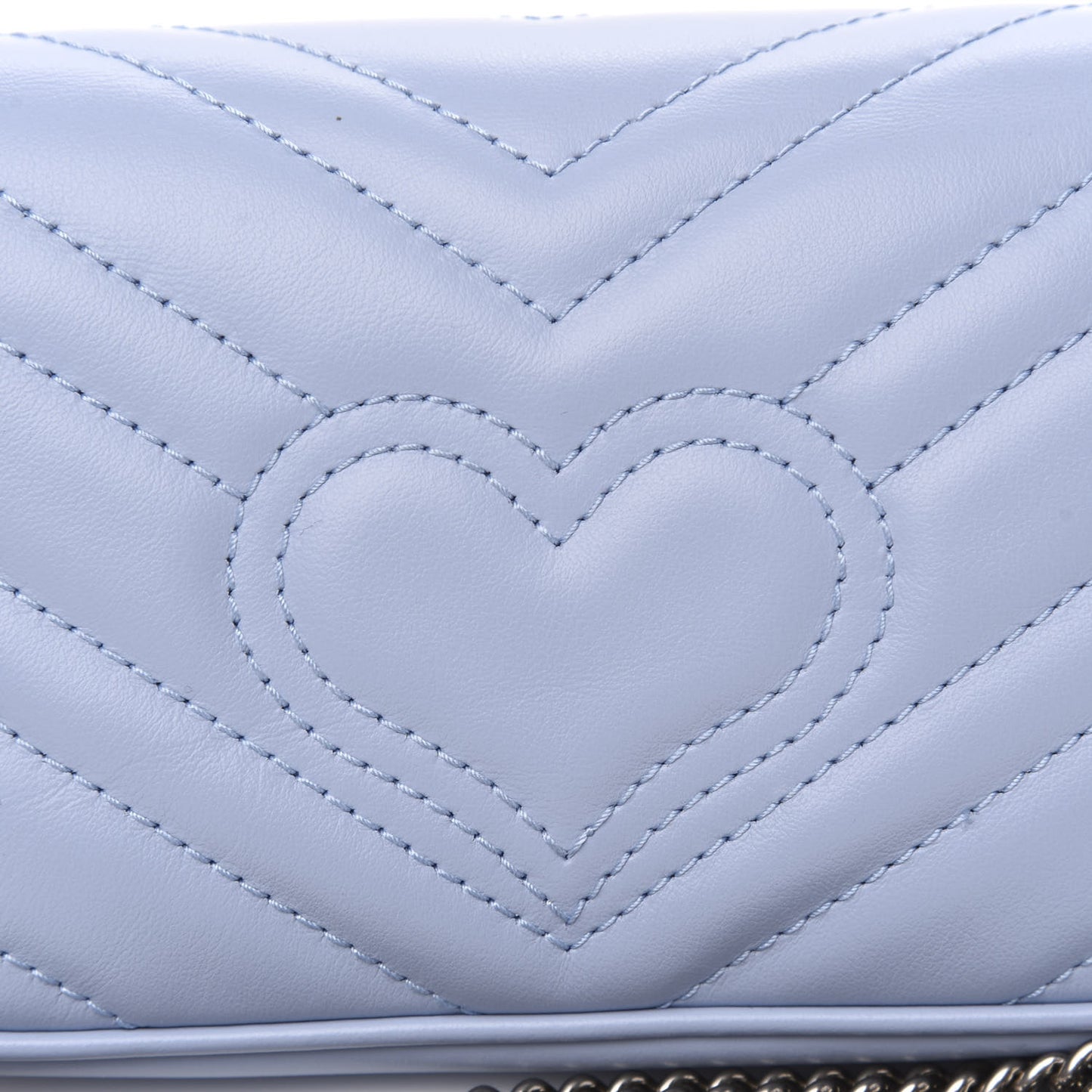 Calfskin Matelasse Super Mini GG Marmont Shoulder Bag Porcelain Light Blue