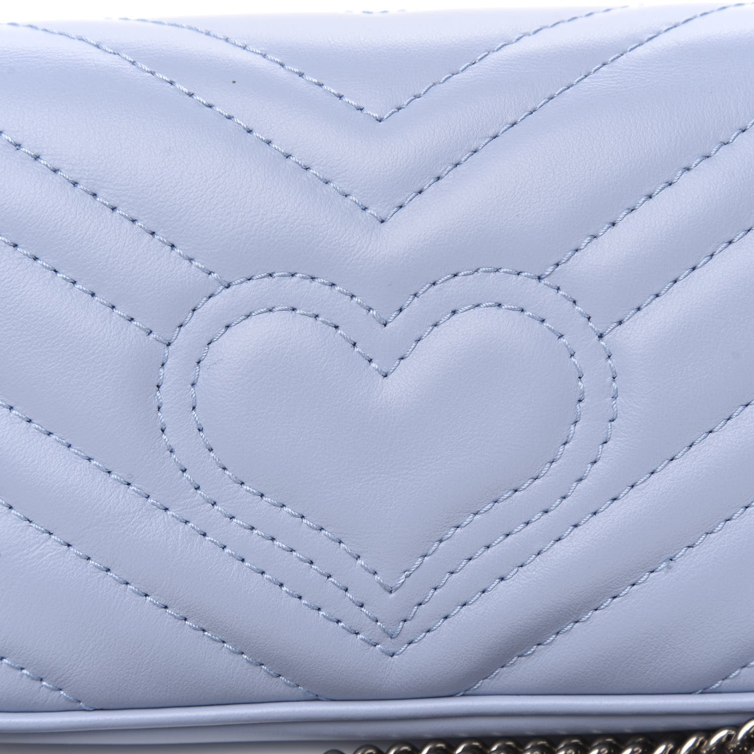 Gucci Calfskin Matelasse Super Mini GG Marmont Shoulder Bag Porcelain Light Blue 8 of 9