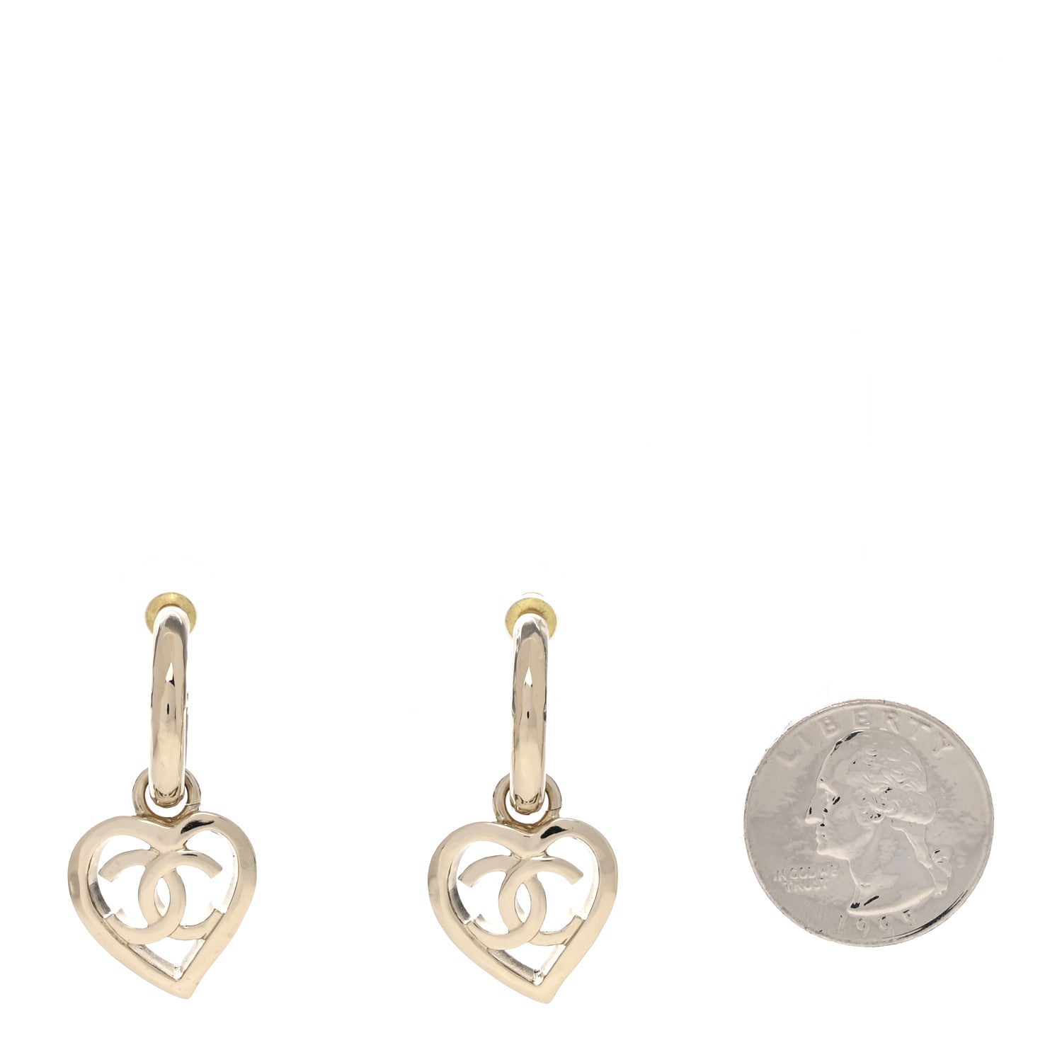 Chanel Metal CC Heart Coco In Love Drop Earrings Gold 2 of 4