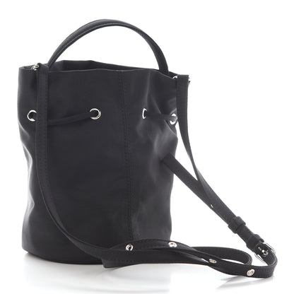 Balenciaga Recycled Sport Nylon Logo Embroidered Wheel Drawstring Bucket Bag Black 2 of 7