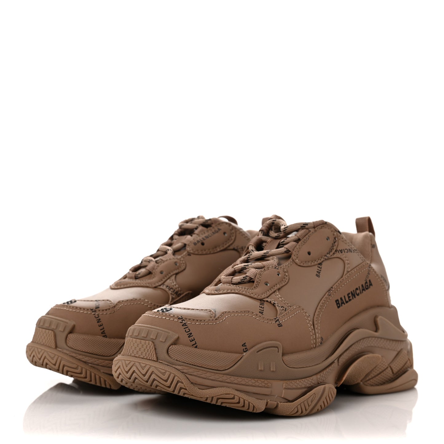 Technical Fabric Allover Logo Womens Triple S Sneakers 39 Dark Beige