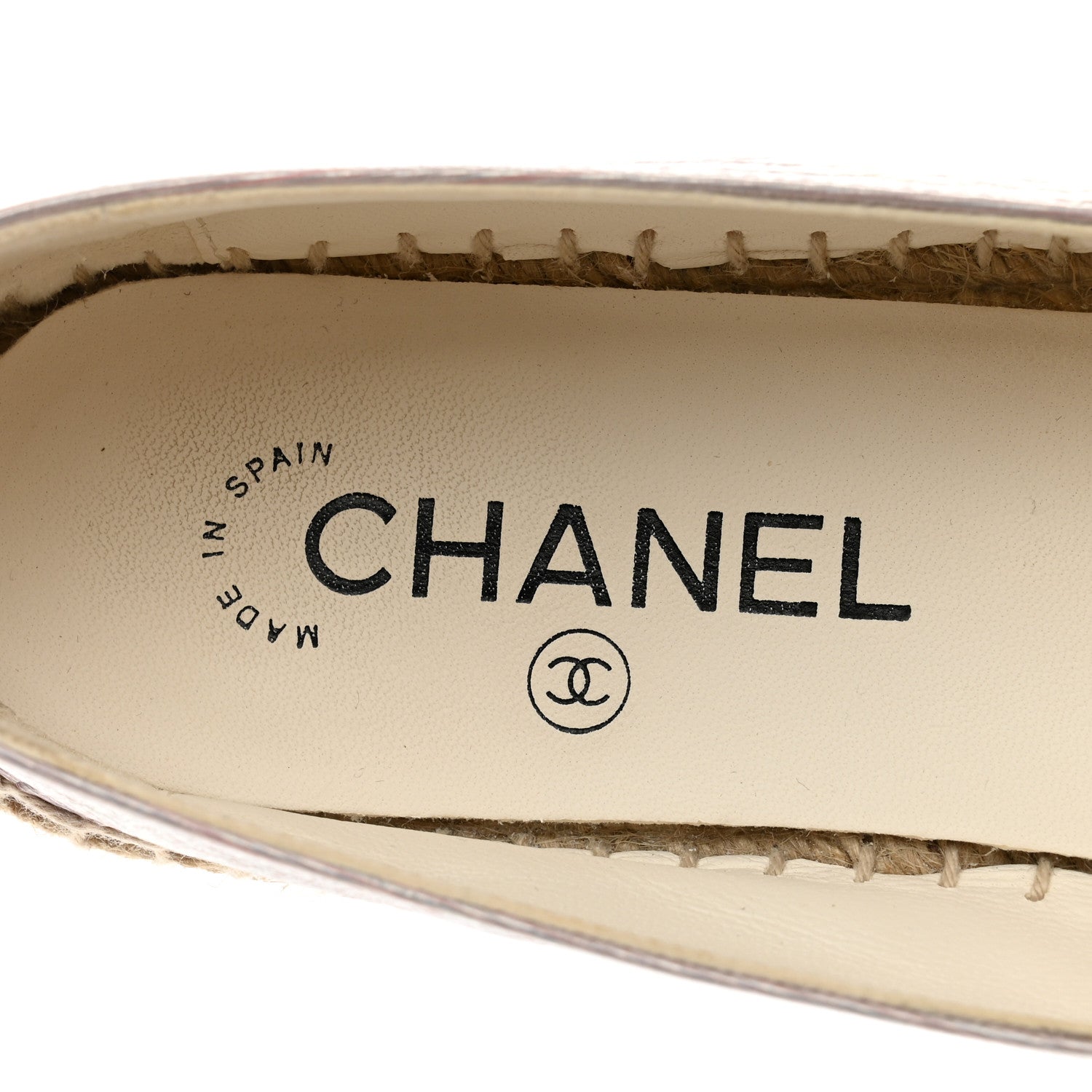 Chanel Laminated Lambskin Grosgrain Embroidered CC Espadrilles 38 Pink Silver Black 7 of 9