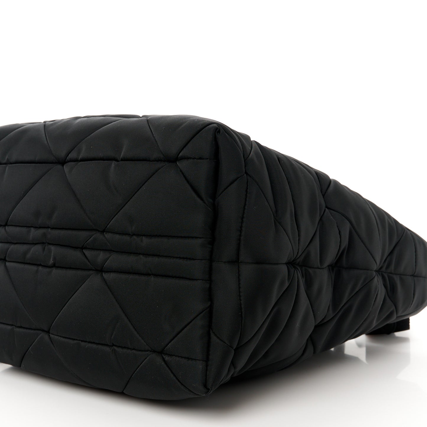 Re-Nylon Nappa Triangle Quilted Padded Small Double Handled Zip Tote Black