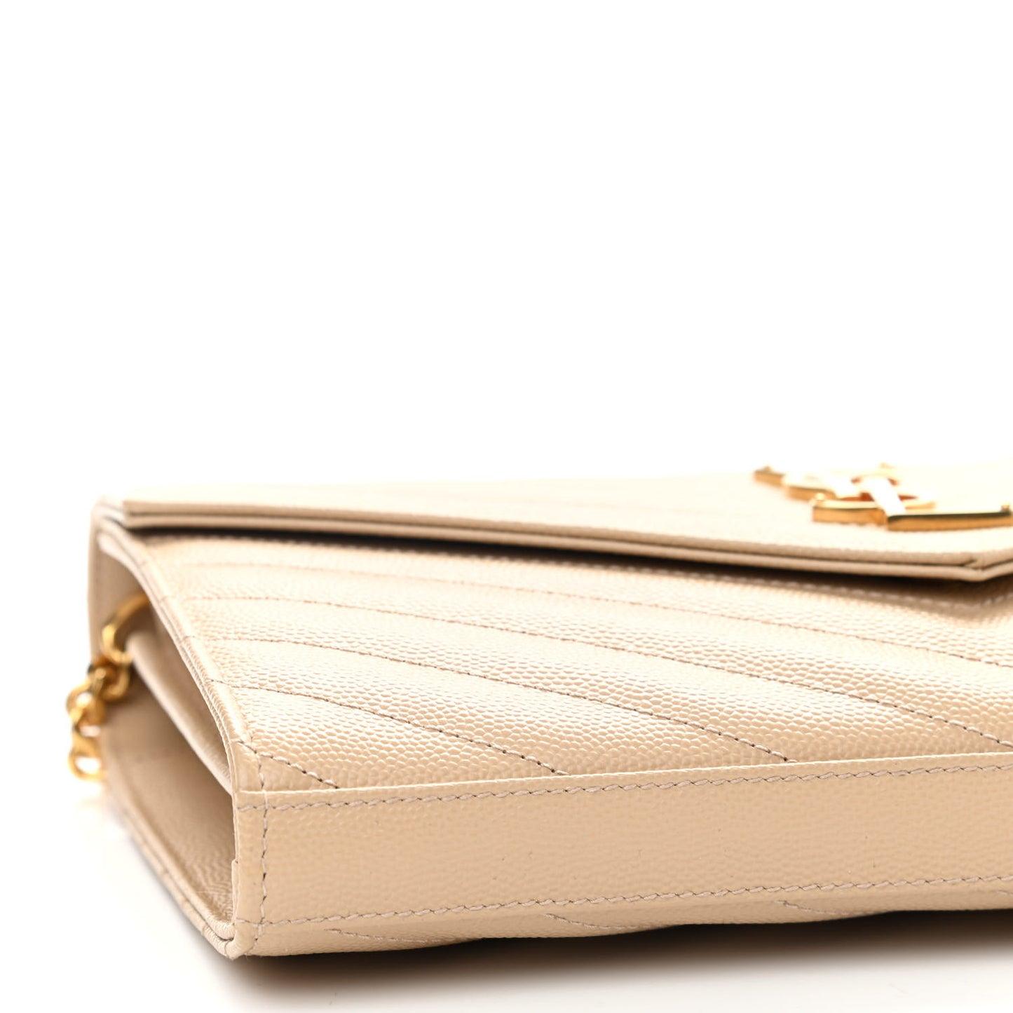 Grain De Poudre Matelasse Chevron Monogram Chain Wallet Nude Powder