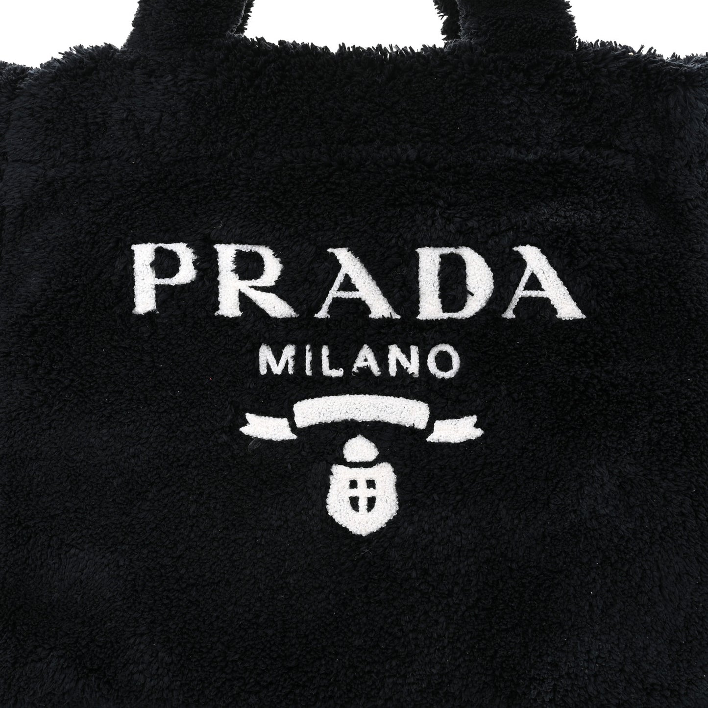 Terry Cloth Tote Bag Black White