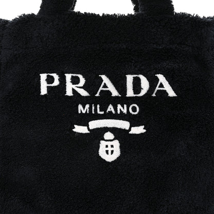 Prada Terry Cloth Tote Bag Black White 7 of 9