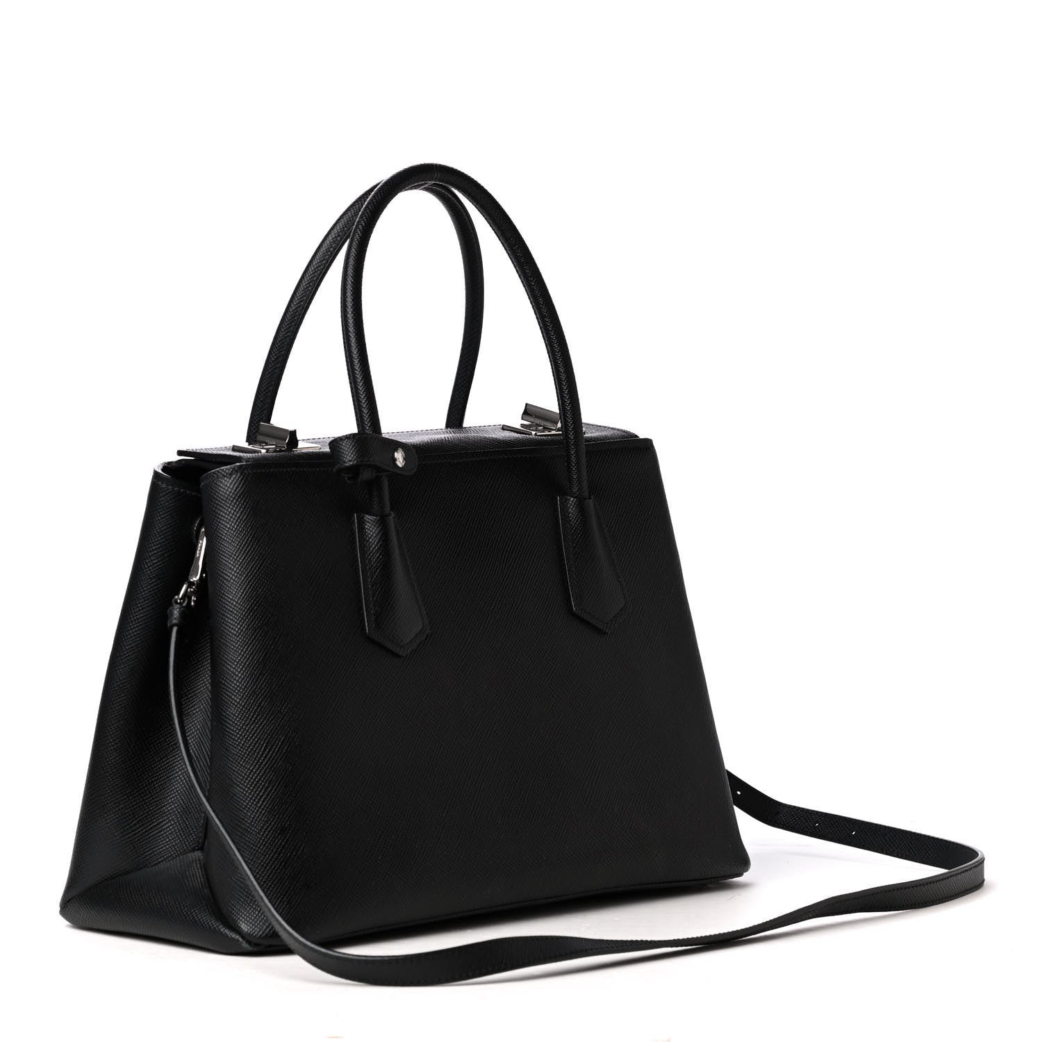 Prada Saffiano Cuir Twin Tote Black 2 of 4
