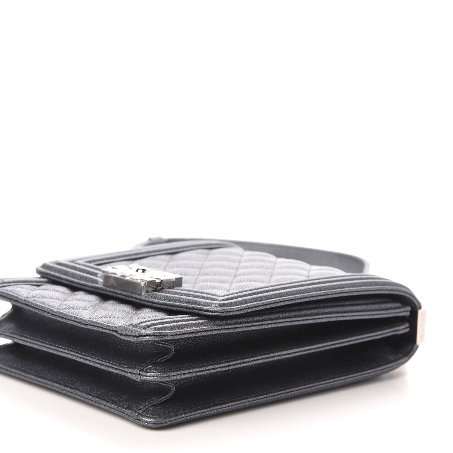 Chanel Iridescent Caviar Quilted North South Boy Flap Silver 9 of 11