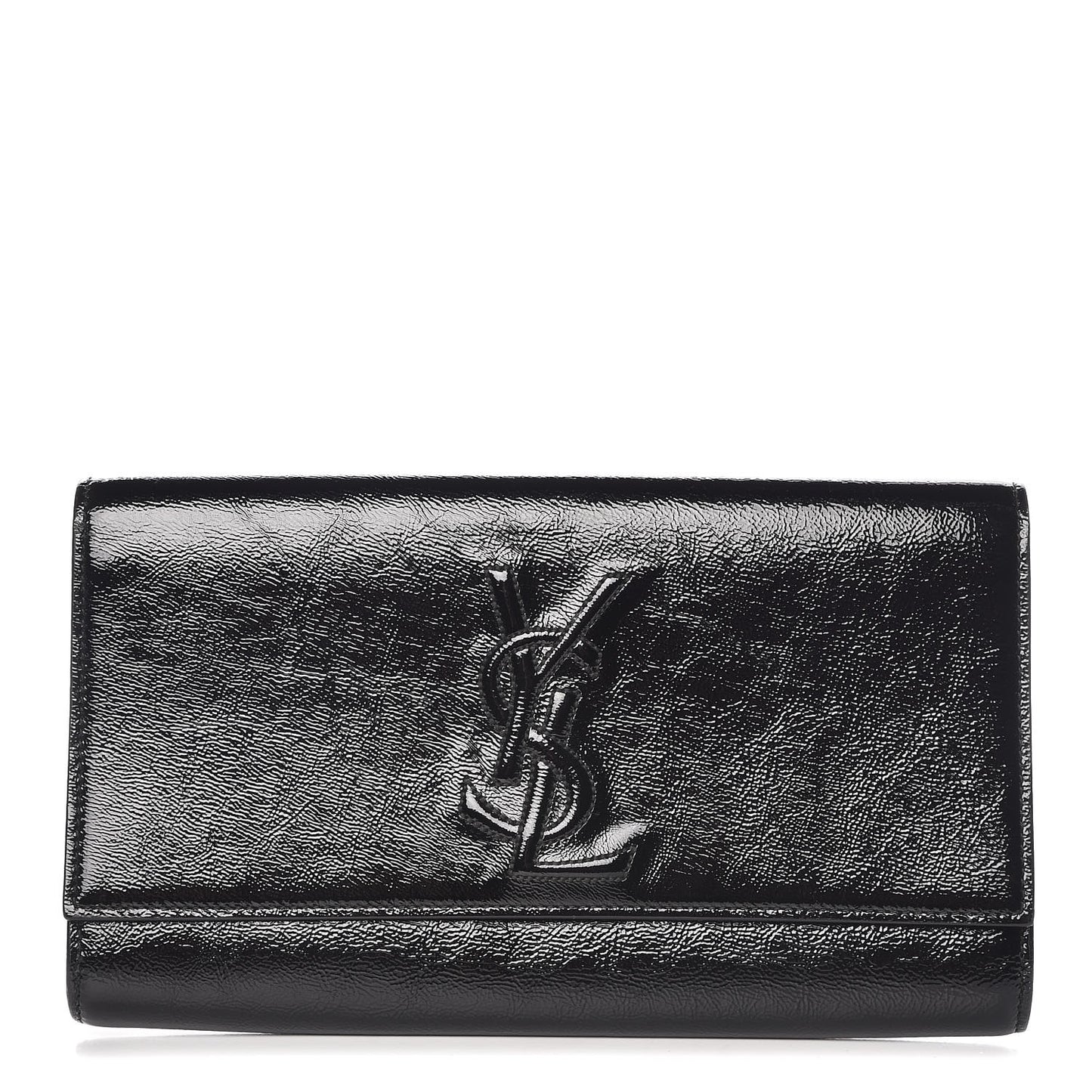 Textured Patent Monogram Large Belle De Jour Clutch Black