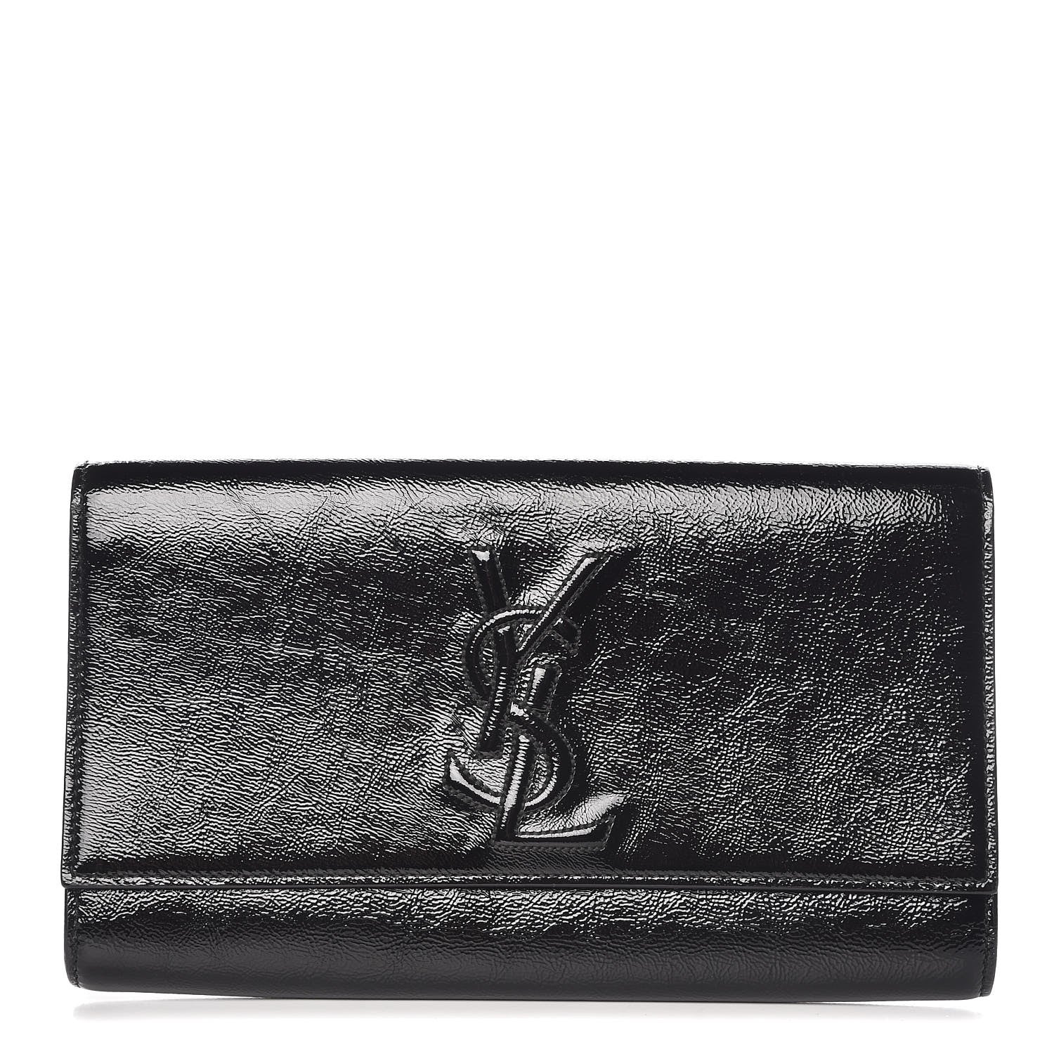Saint Laurent Textured Patent Monogram Large Belle De Jour Clutch Black 1 of 10