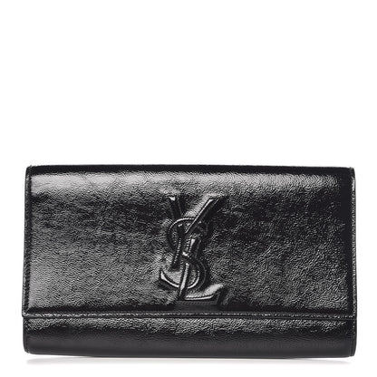 Saint Laurent Textured Patent Monogram Large Belle De Jour Clutch Black 1 of 10