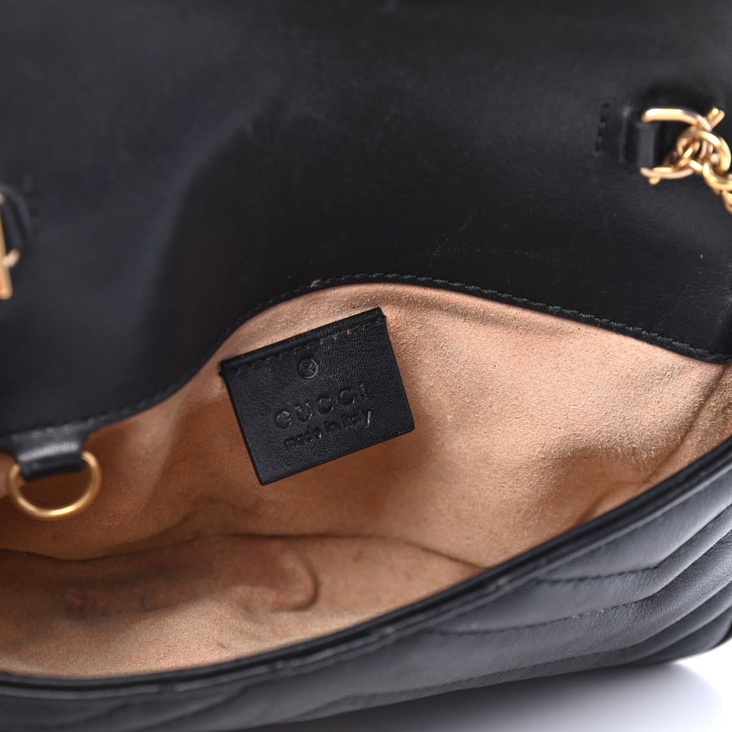 Gucci Calfskin Matelasse Super Mini GG Marmont Shoulder Bag Black 4 of 8