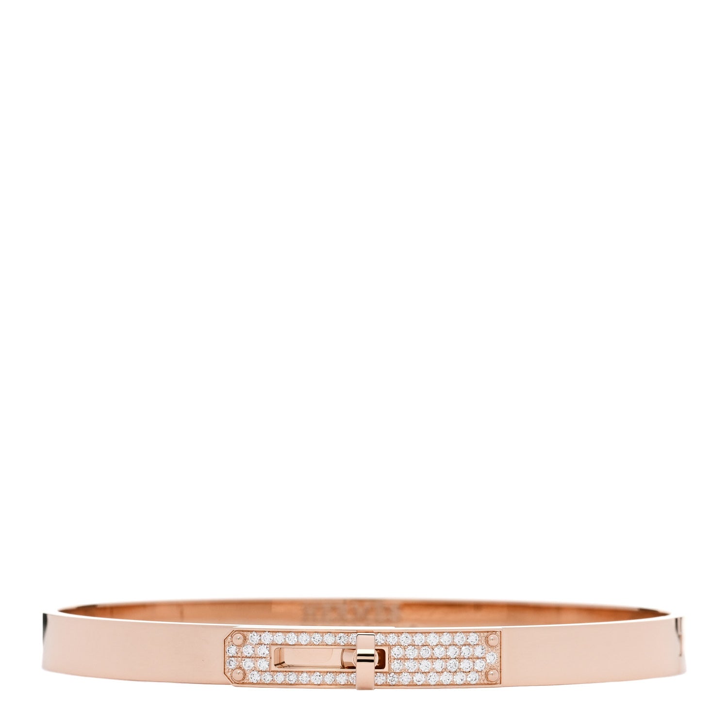 Hermes 18K Rose Gold Diamond PM Kelly Pave Bracelet LG 1 of 3