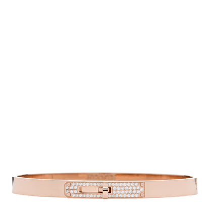Hermes 18K Rose Gold Diamond PM Kelly Pave Bracelet LG 1 of 3
