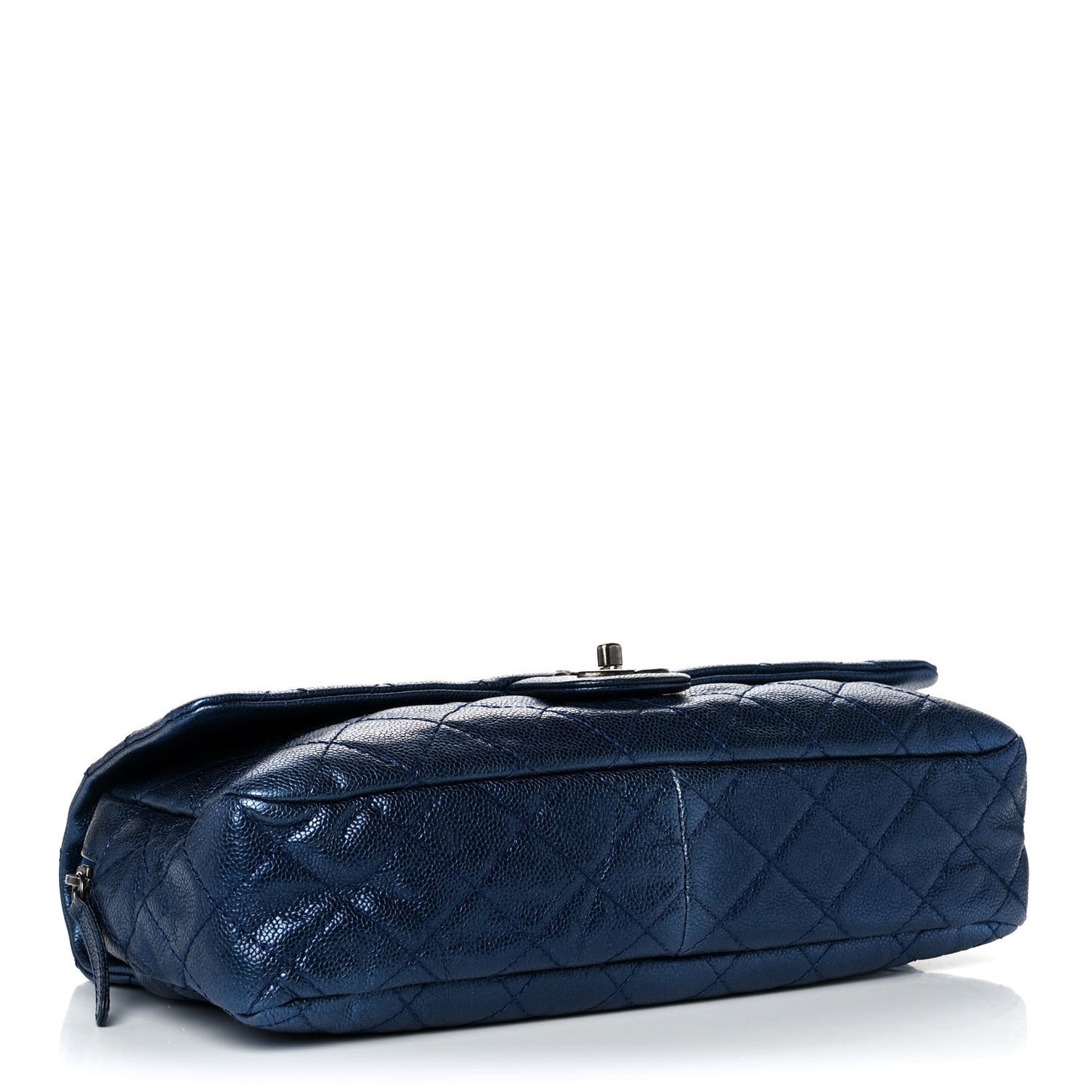 Metallic Caviar Quilted Large Chic Flap Blue