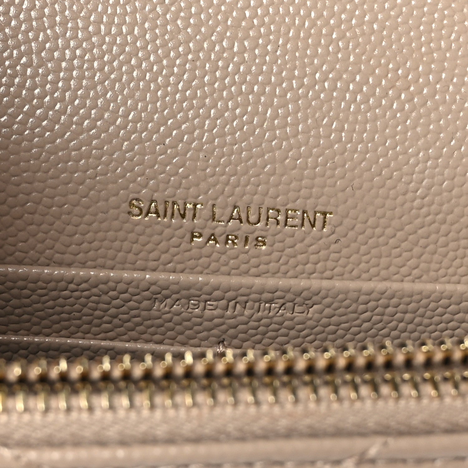 Saint Laurent Grain De Poudre Matelasse Chevron Monogram Envelope Chain Wallet Dark Beige 6 of 9
