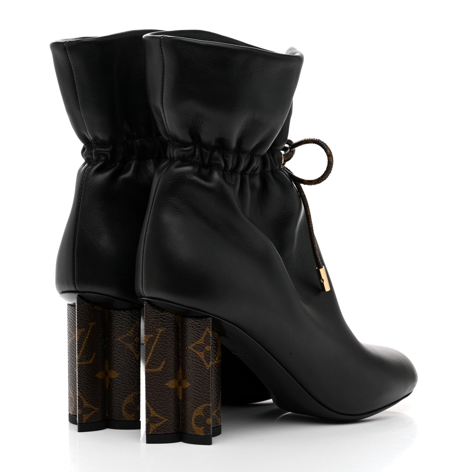 Louis Vuitton Calfskin Monogram Drawstring Ankle Boots 37 Black 4 of 8