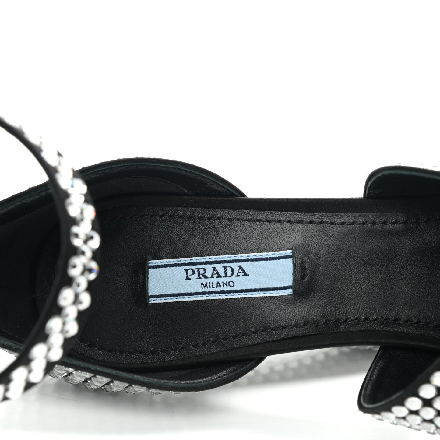 Satin Crystal Ankle Wrap 105mm Sandals 39 Cristal