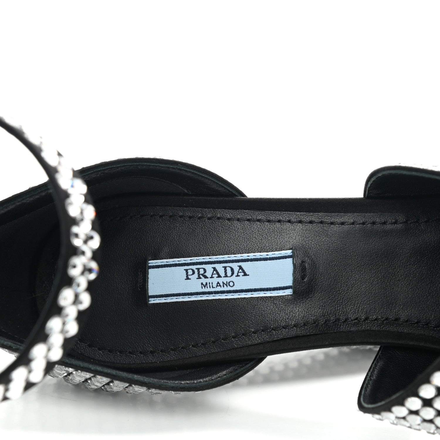 Prada Satin Crystal Ankle Wrap 105mm Sandals 39 Cristal 5 of 8
