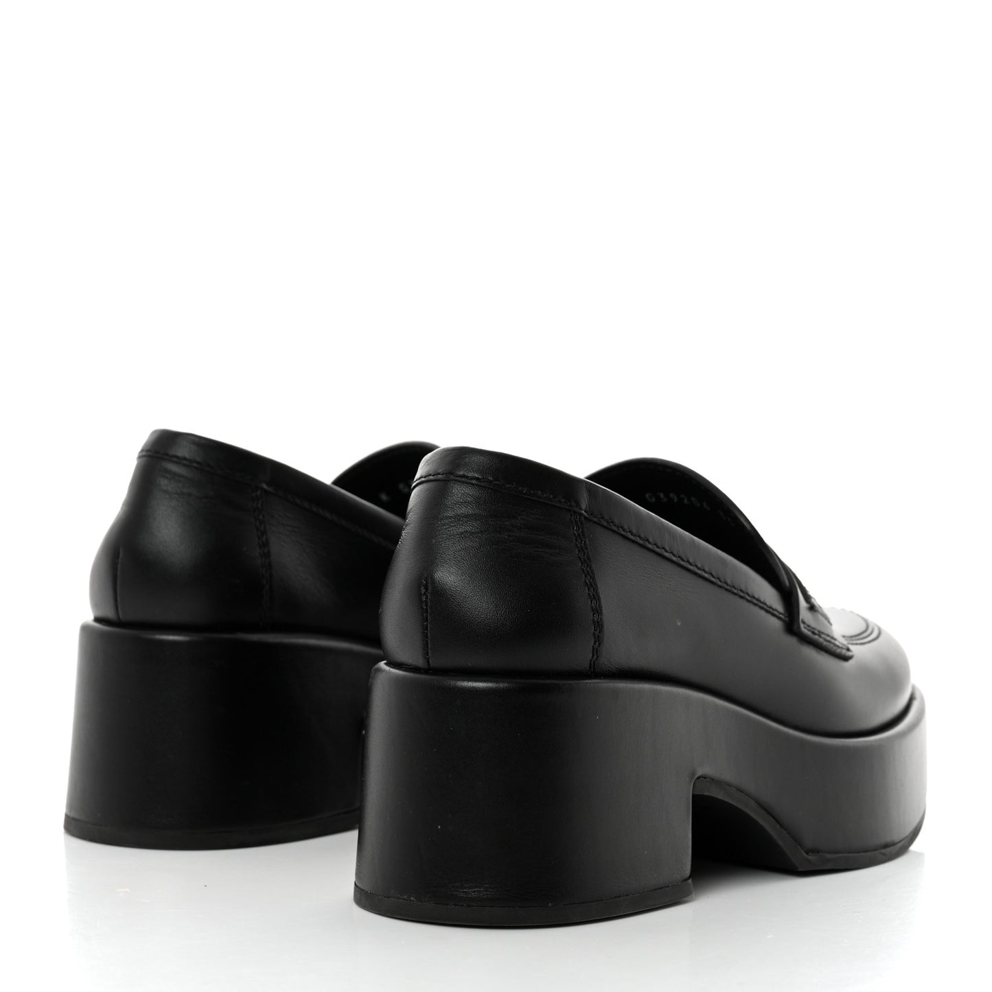 Calfskin CC Platform Loafers 35 Black