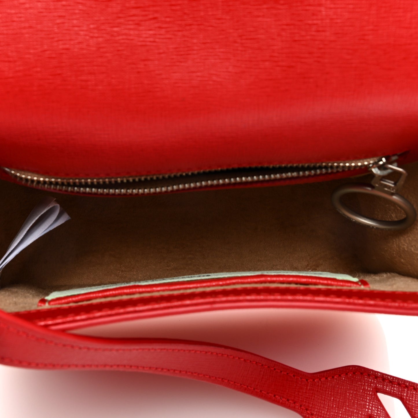Calfskin Diag Striped Belt Bag Crossbody White Red