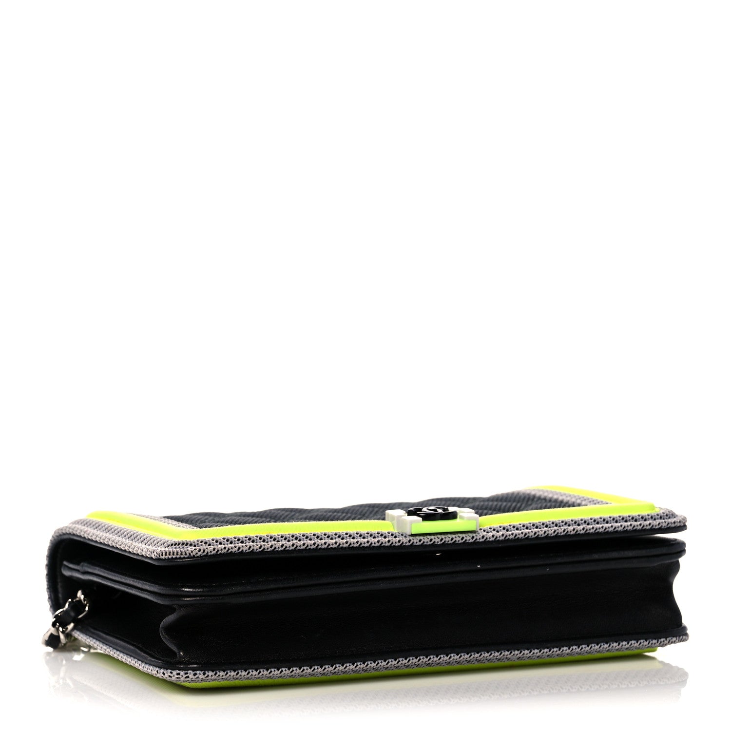 Chanel Canvas Quilted Small Fluo Boy Flap Black Grey Yellow 4 of 14