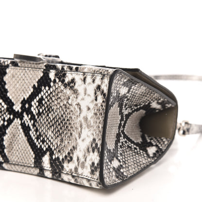 Balenciaga Shiny Calfskin Python Effect Small Hourglass Top Handle Bag Black White 8 of 8