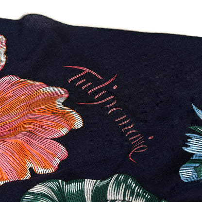 Hermes Cashmere Silk Tulipomanie Giant Pointe Triangle Scarf Marine Corail Multicolor 4 of 4
