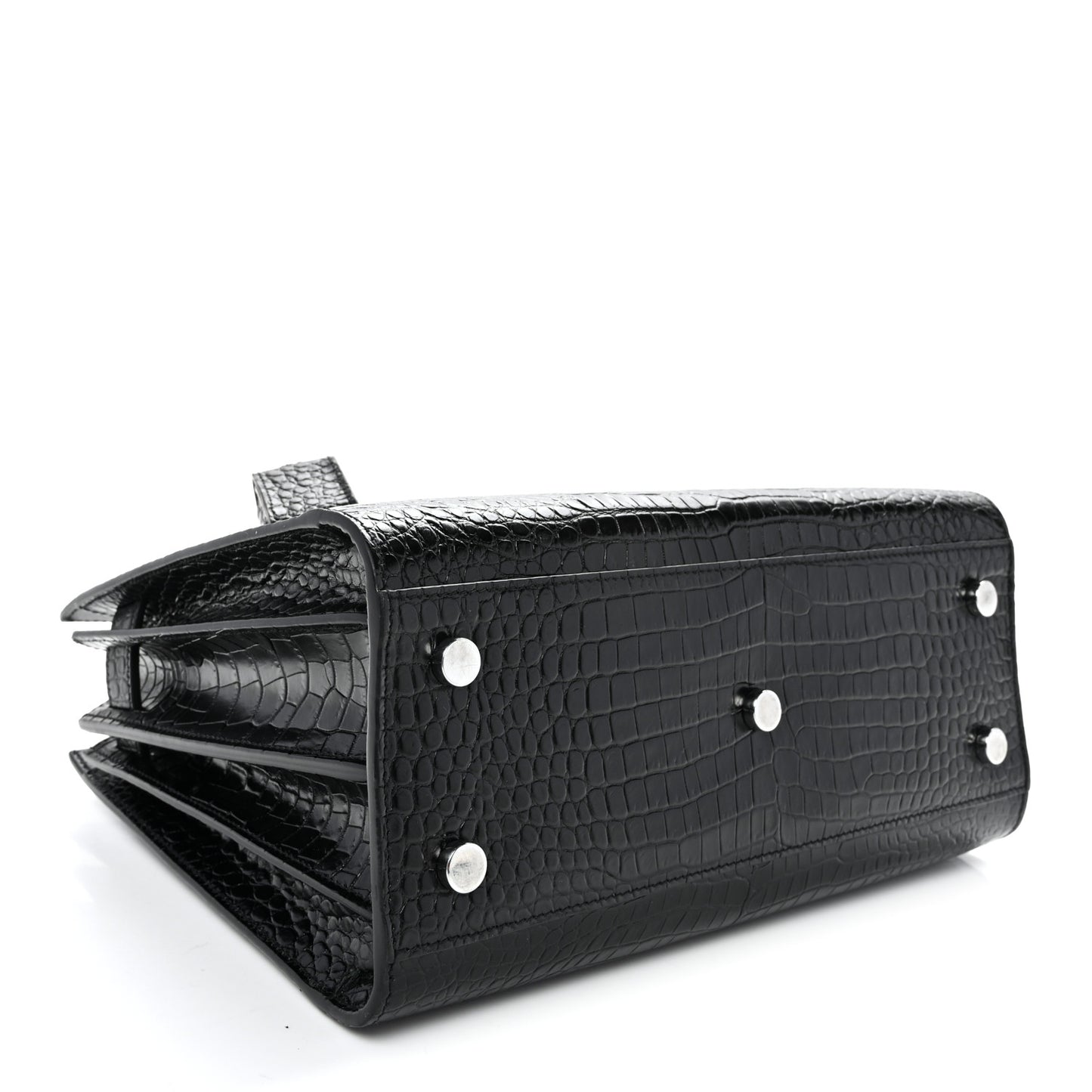Calfskin Crocodile Embossed Baby Sac De Jour Black
