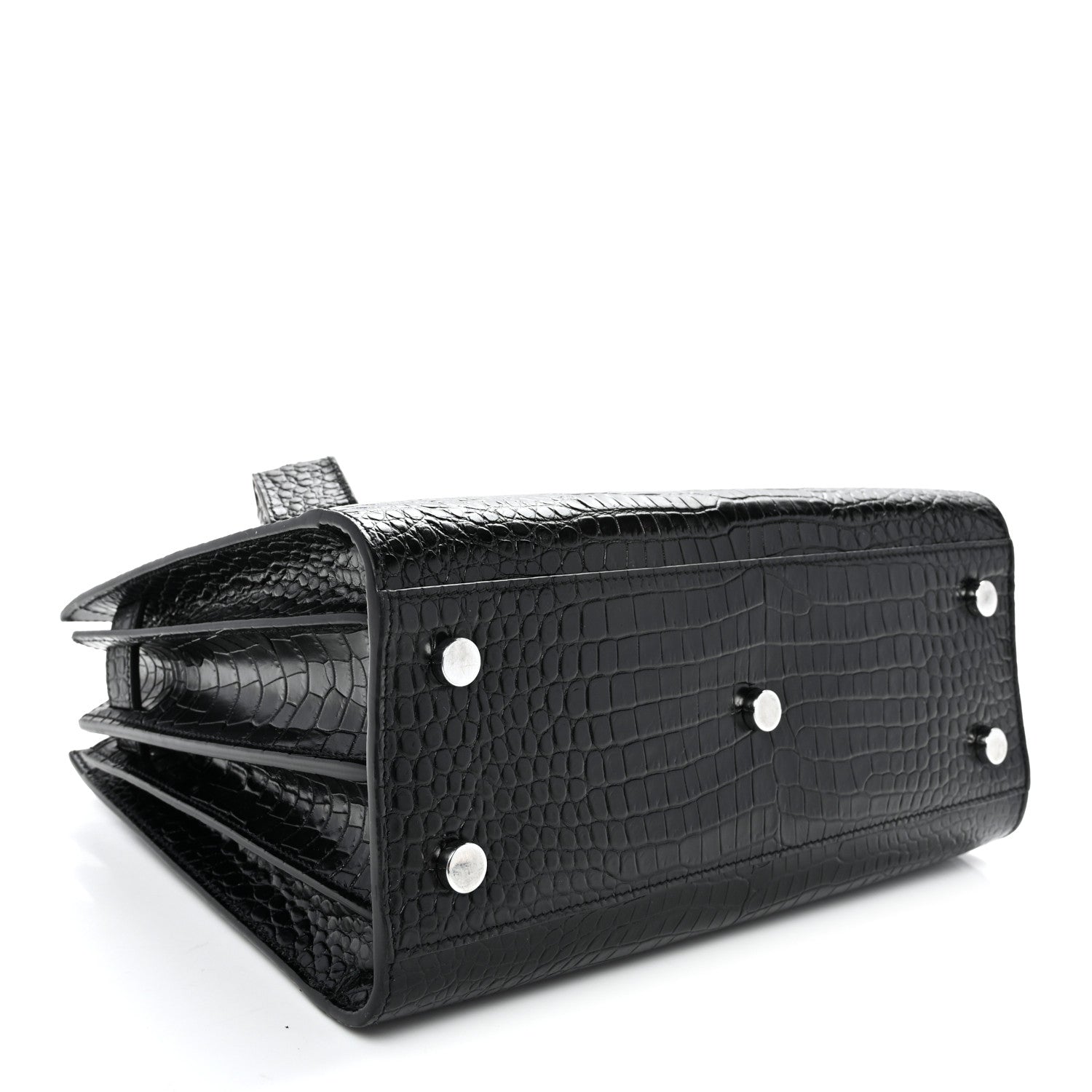 Saint Laurent Calfskin Crocodile Embossed Baby Sac De Jour Black 4 of 9