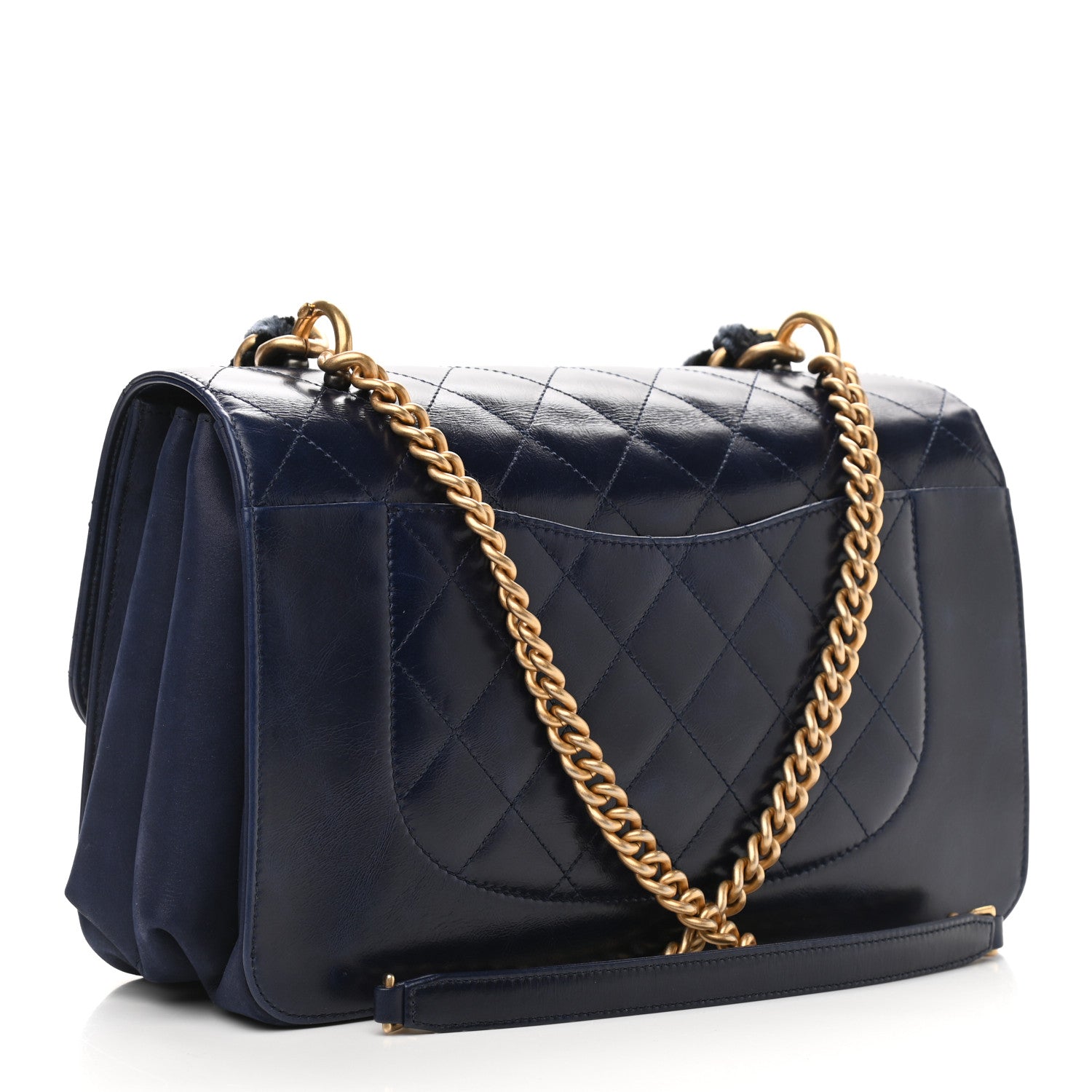 Chanel Iridescent Calfskin Quilted Straight Lined Flap Navy 3 of 11