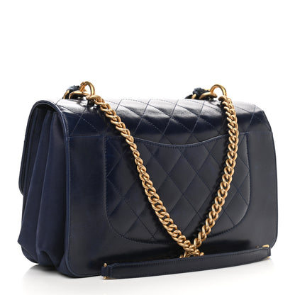Chanel Iridescent Calfskin Quilted Straight Lined Flap Navy 3 of 11