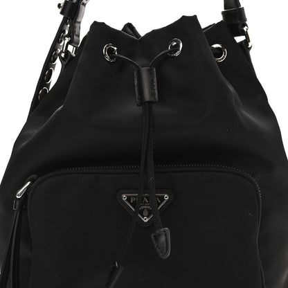 Prada Tessuto Nylon Studded New Vela Mini Bucket Crossbody Bag Black 9 of 9