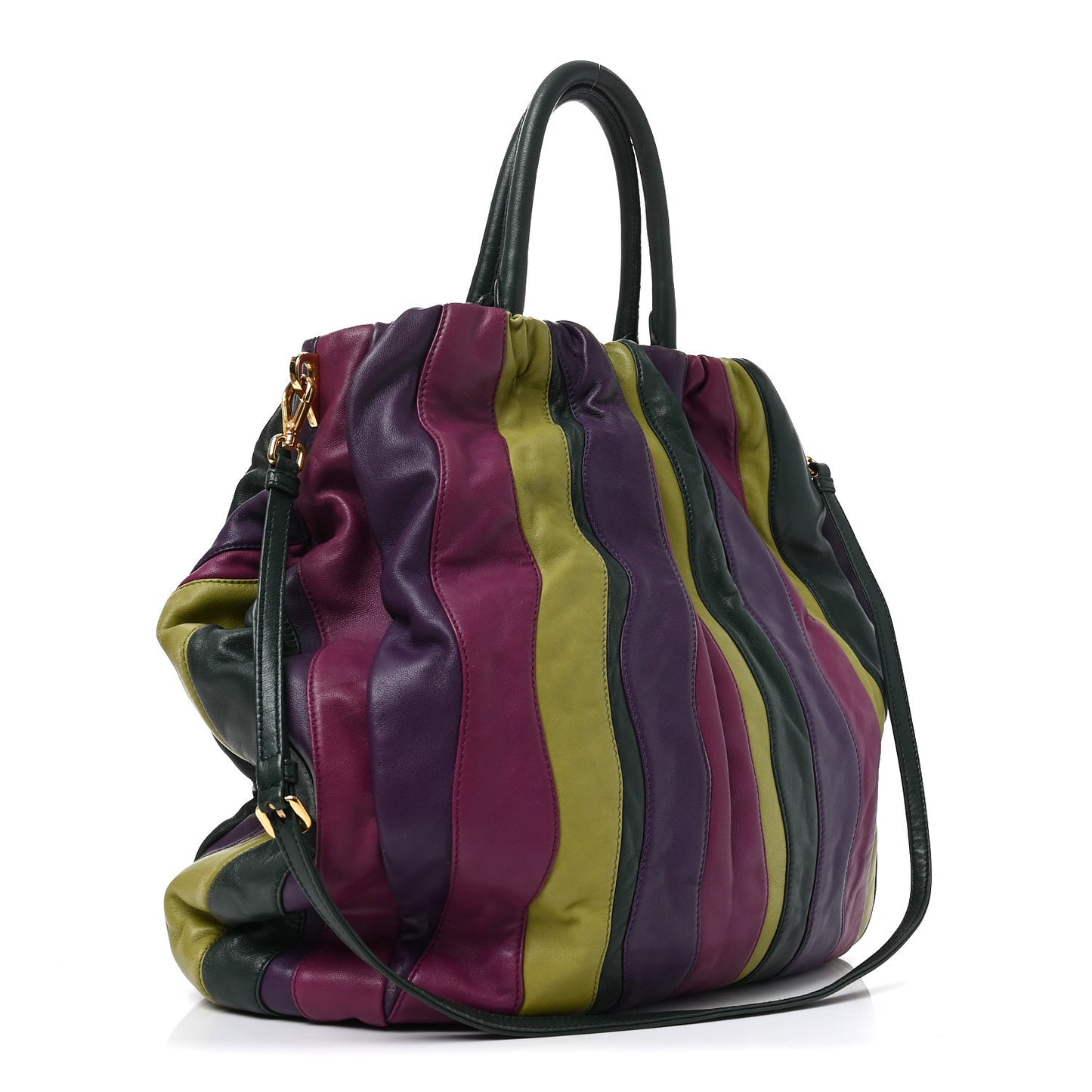 Nappa Trembled Blossoms Stripes Shoulder Bag Viola Alloro