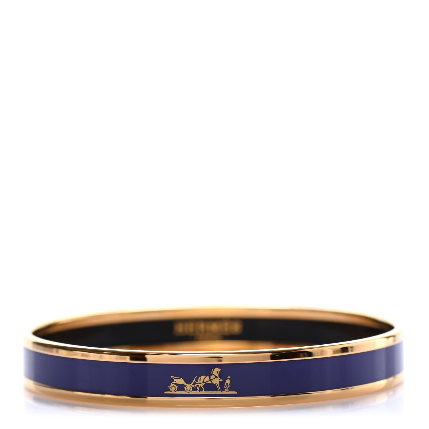 Hermes Enamel Printed Narrow Caleche Bracelet 65 Ultramarine 1 of 4