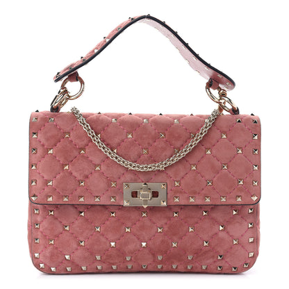 Valentino Garavani Suede Medium Rockstud Spike Shoulder Bag Antico Rosa 1 of 8