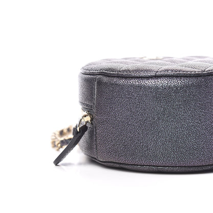 Chanel Iridescent Caviar Quilted Round Clutch With Chain Black 7 of 9
