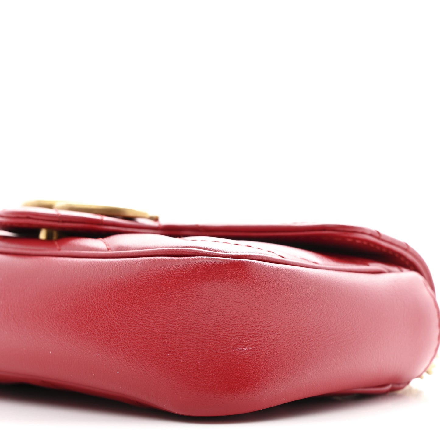Calfskin Matelasse Super Mini GG Marmont Shoulder Bag Hibiscus Red