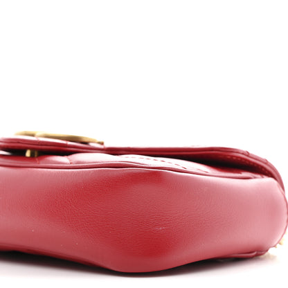 Gucci Calfskin Matelasse Super Mini GG Marmont Shoulder Bag Hibiscus Red 10 of 11