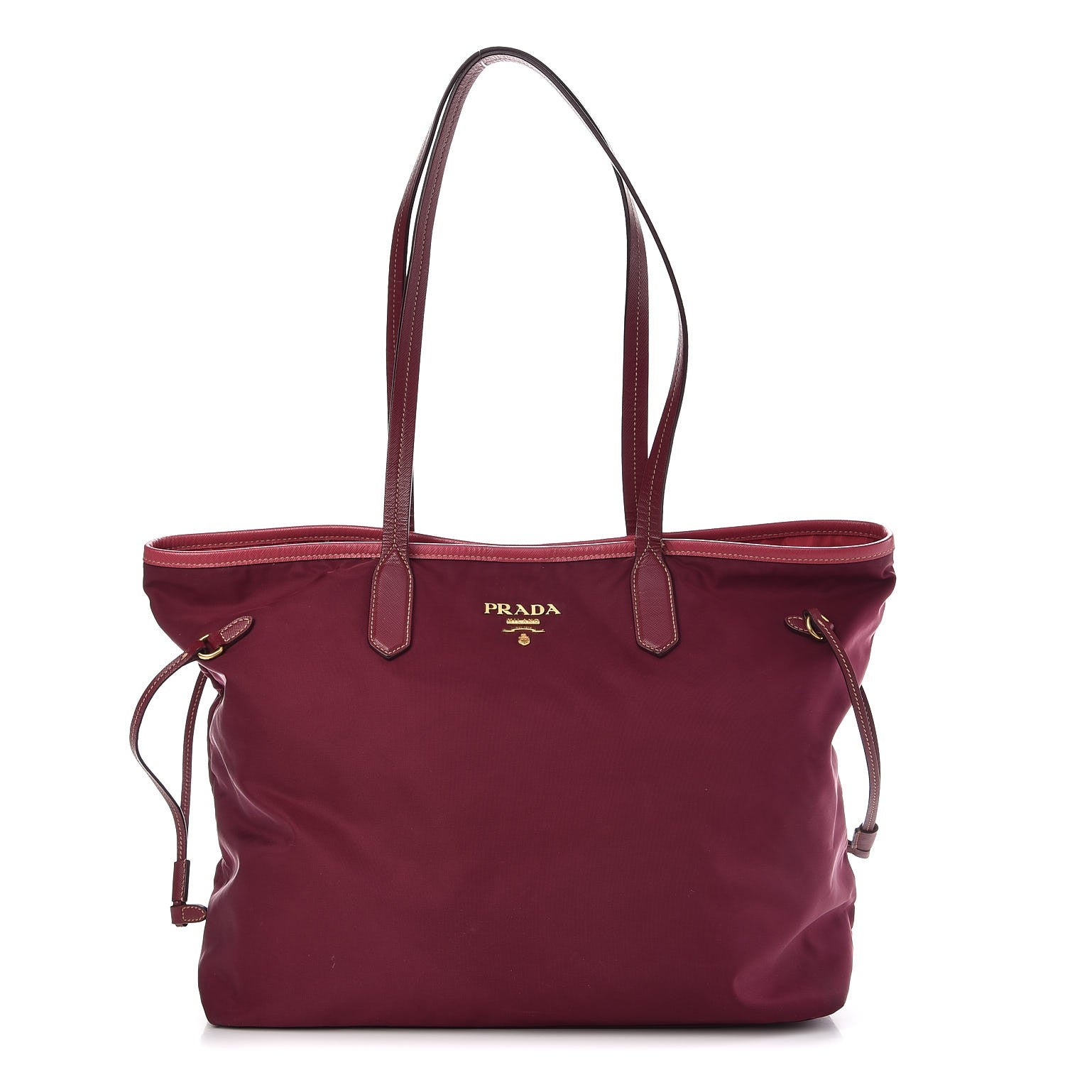 Prada Tessuto Nylon Saffiano Tote Wine 1 of 12