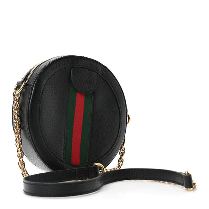 Gucci Grained Calfskin Web Mini Ophidia Round Shoulder Bag Black 3 of 10
