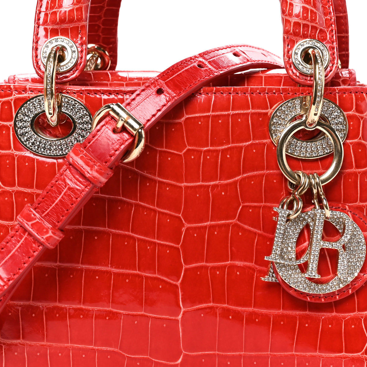 Crocodile Crystal Mini Lady Dior Green