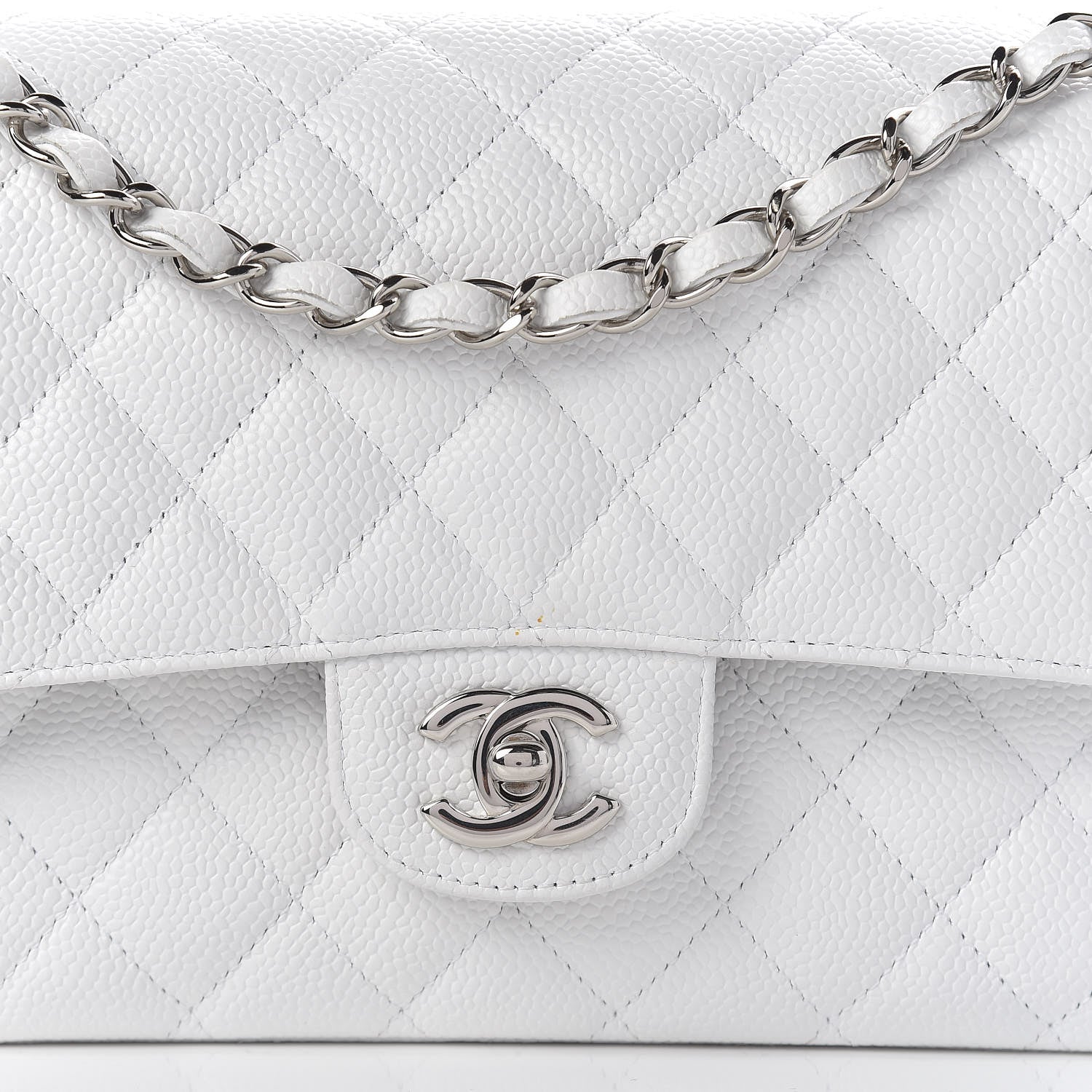 Chanel Caviar Quilted Medium Double Flap White 20 of 21