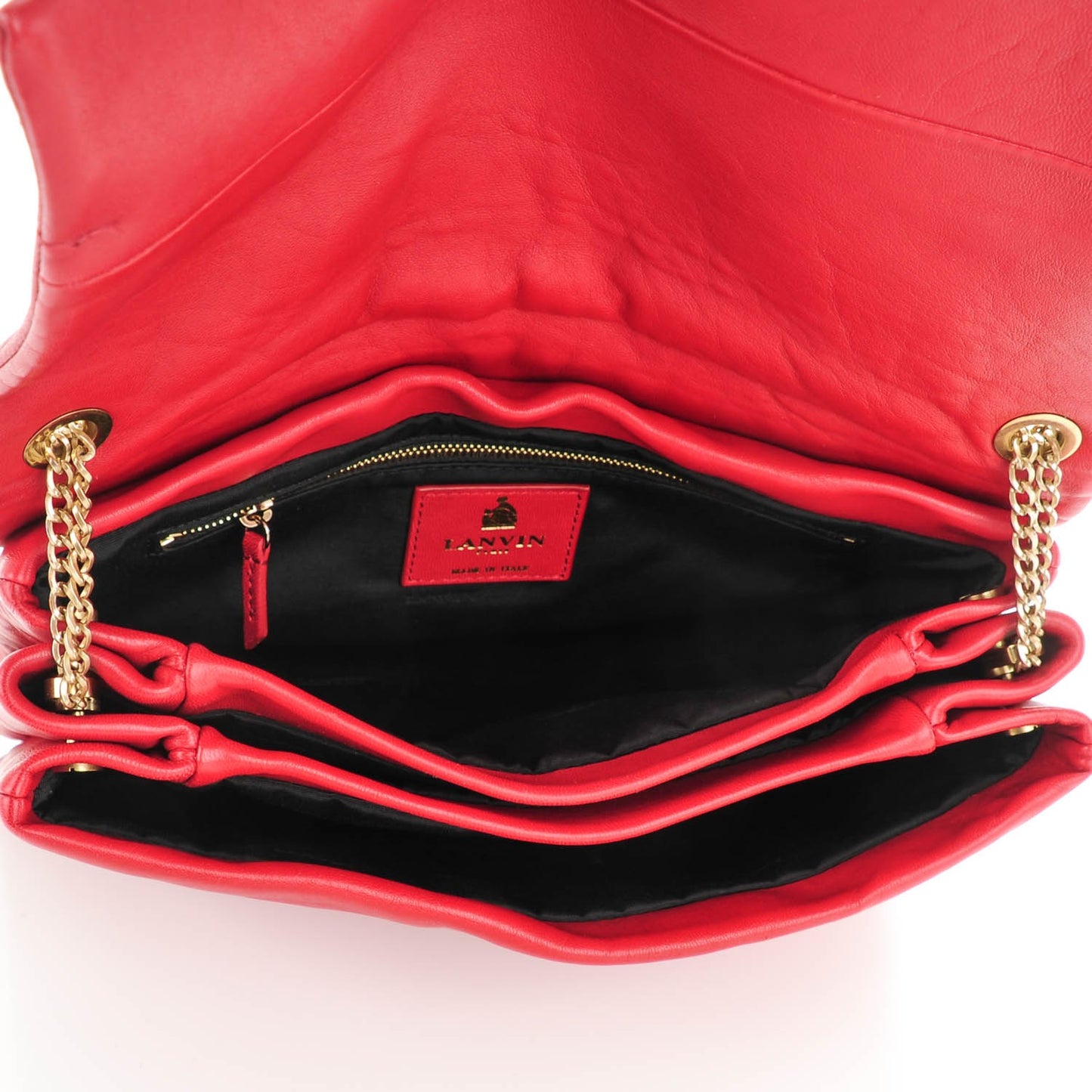 Lambskin Quilted Medium Sugar Flap Shoulder Bag Red