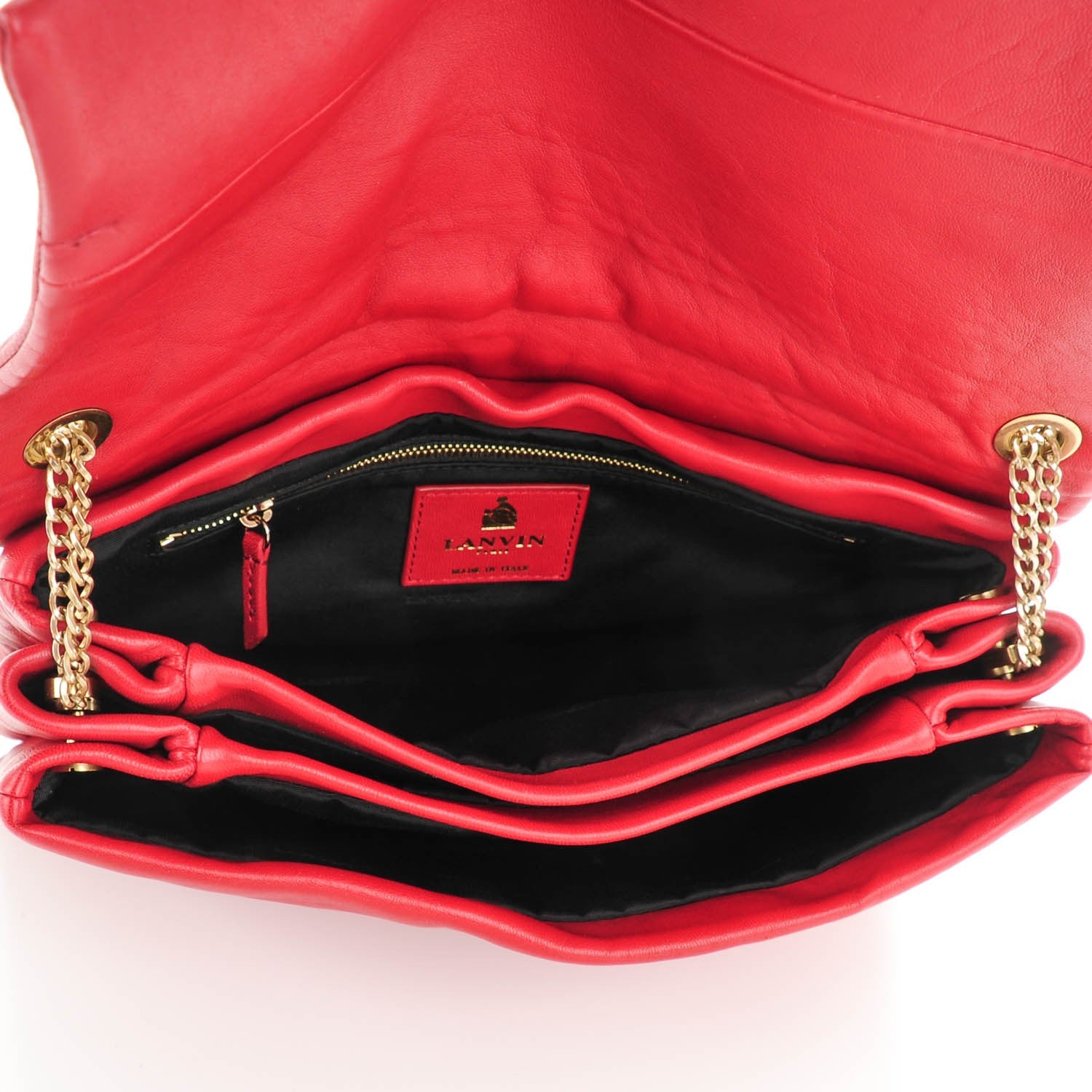 Lanvin Lambskin Quilted Medium Sugar Flap Shoulder Bag Red 6 of 8