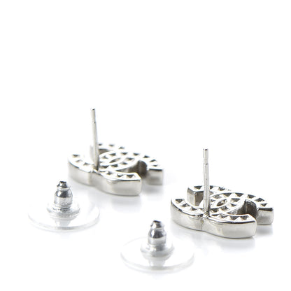 Chanel Baguette Crystal CC Earrings Silver Grey 3 of 5