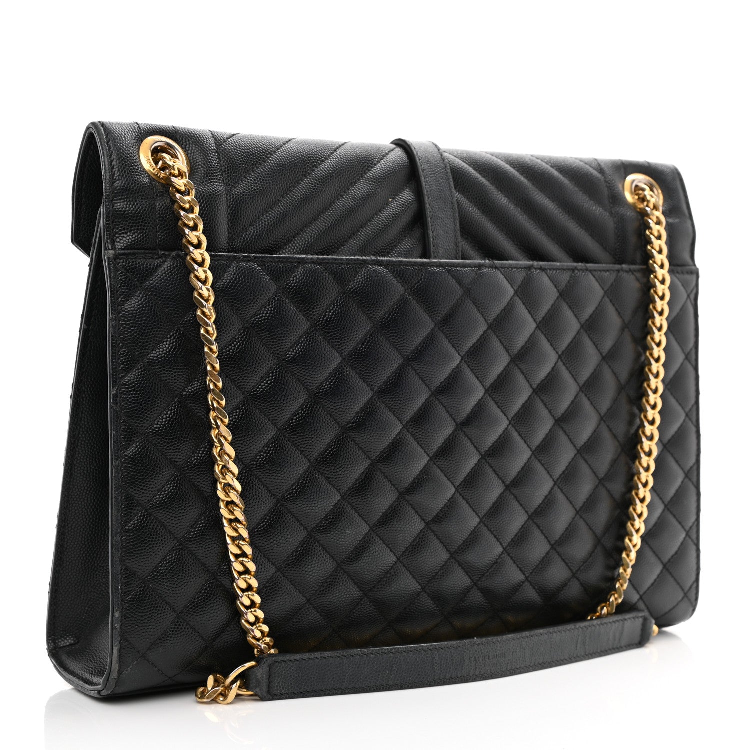 Saint Laurent Grain De Poudre Textured Mixed Matelasse Large Triquilt Monogram Satchel Black 5 of 35