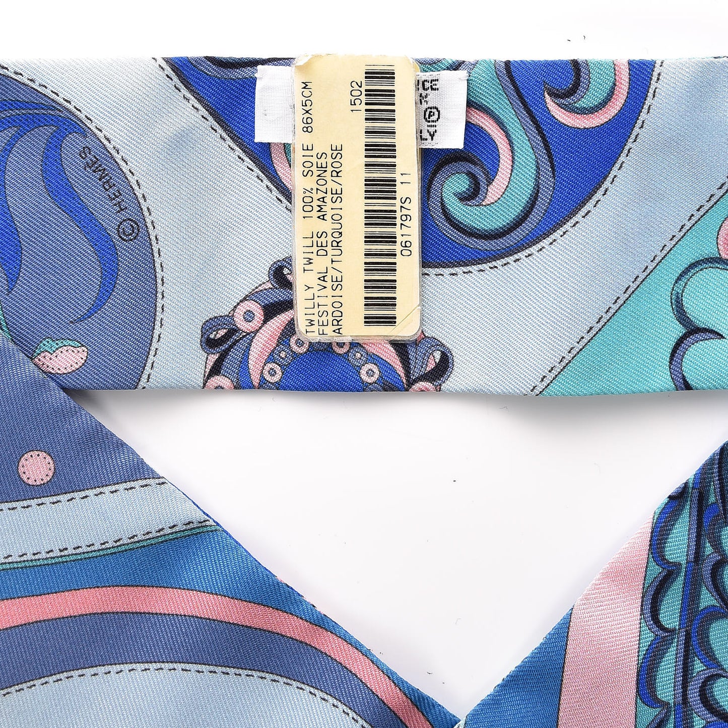 Silk Festival des Amazones Twilly Ardoise Turquoise Rose