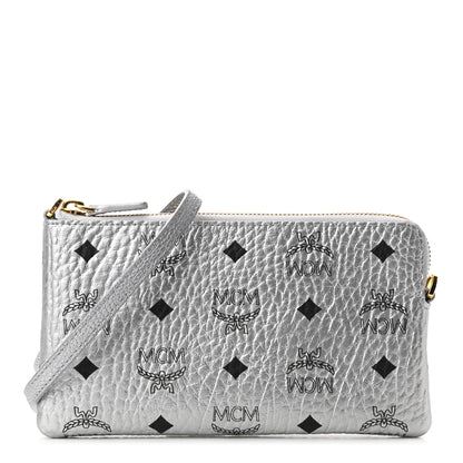 MCM Metallic Visetos Crossbody Tech Pouch Silver 1 of 10