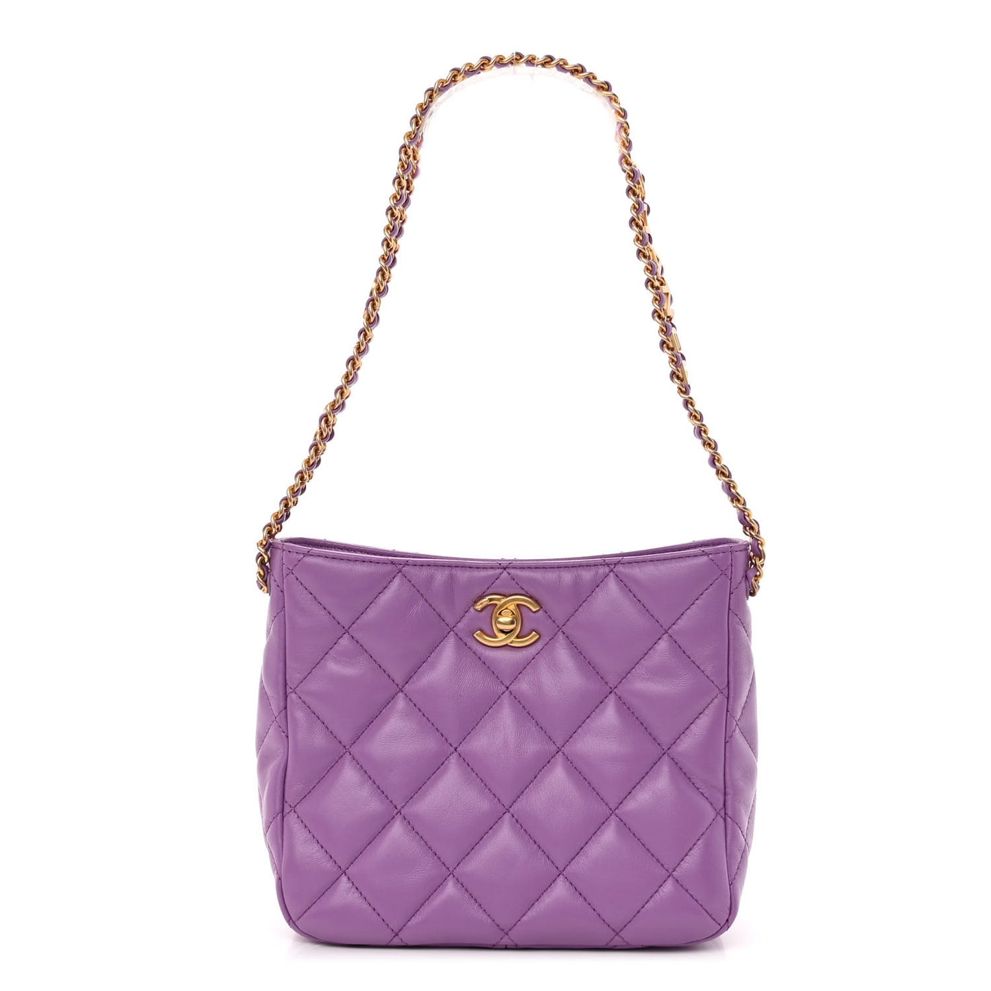 Lambskin Quilted Small Pick Me Up Hobo Purple